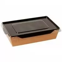 Коробка картонная с пластиковой крышкой 160*120*45 ECO OpSalad 500 Black Edition, 10 шт Черный - фото